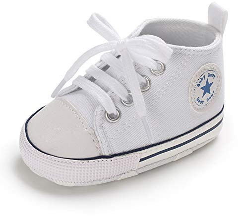 Sehfupoye Baby Mädchen Jungen Turnschuhe Kleinkind Schuhe Canvas Erste Wanderschuhe Neugeborene Anti-Rutsch Prewalker Turnschuhe für 6-12 Monate