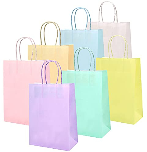 28 Stück Papiertüten, Bunte Papiertüten mit Henkel Geschenktüten Kindergeburtstag Geschenktüten Papier Tüten Papier Candy Tüten zum Verpacken von Geschenken Geburtstag Babyparty Hochzeit Party