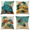 NIULAA Kissenbezug 50x50 4er Set Türkis Gold Ginkgo Deko Kissen Kissenhülle Dekokissen Natur Landhausstil Dekorative Sofakissen Leinen Kissenbezüge Luxus Decor für Sofa Couch Wohnzimmer