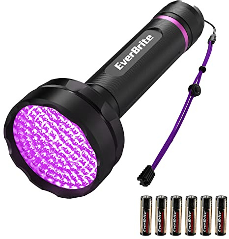 EverBrite UV Flashlight, 100 LED Blacklight Flashlights, 395nm Black Light Flashlight for Pet Urine Detection, Scorpions, Dry Stains, Bed Bug (Batteries Included)