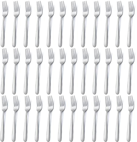 Pleafind 36-Piece Dinner Forks Set (8 inch), Stainless Steel Forks Silverware, Mirror Polished Fork Set, Small Forks for Home, Kitchen, Restaurant, Dishwasher Safe