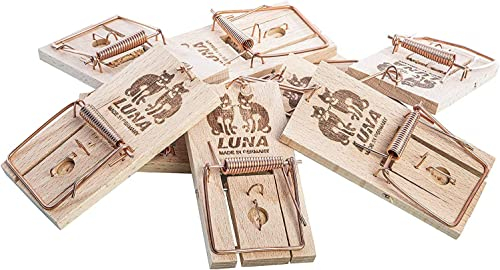 NEUSTANLO Confezione da 5 trappole per topi in legno, trappola a scatto, elevata forza d'impatto, facile da usare