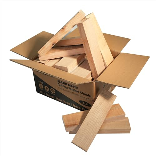 CONSDAN Chips de madera de arce dura para ahumador y barbacoa, cultivadas en Estados Unidos, secadas al horno, trozos de madera natural (12 libras)