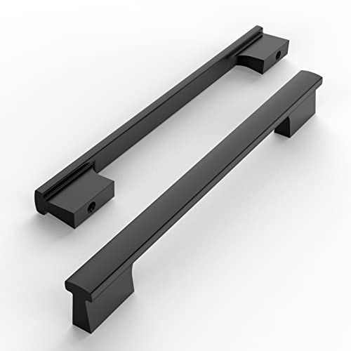 Amerdeco 10 Stück Möbelgriffe Schwarz, 192mm Lochabstand, Aluminiumlegierung Schubladengriffe & Schrankgriffe für Küchenschränke & Kleiderschränke UK0048