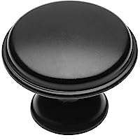 GTV Bouton CENTO noir mat Ø 28 mm I Boutons de meuble avec vis I Ronds Boutons d'armoire de cuisine Poignée de tiroir Coquillage : galvanisé peint