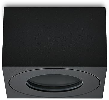 KYOTECH Faretto da soffitto a LED Quadrata IP44 Ø80*80 * 50mm Apparecchio a Plafone Plafoniera per moduli LED Spot Alluminio per Bagno Soggiorno Cucina, lampadine non incluse,Nero Set da 1