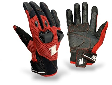 Gants Moto d’été TLA WIK | Gants Moto homologués CE | Gants Moto Cuir et Tissu Respirant pour Hommes et Femmes | Gants Moto écran Tactile | Gants Scooter
