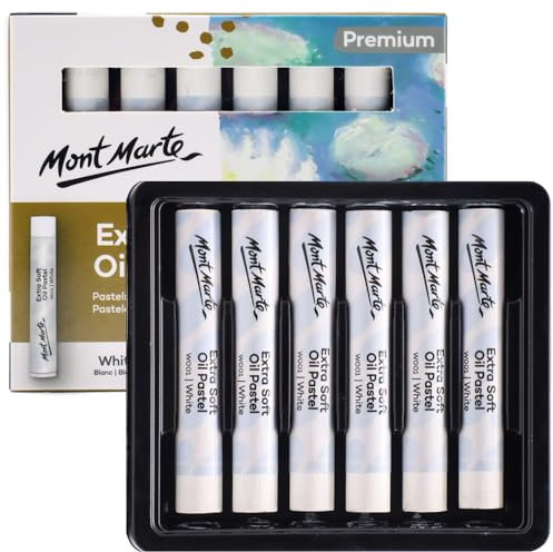 MONT MARTE Extra Soft Oil Pastels White Premium 6pc, Assorted Natural Oil Pastel Colors, Vibrant, Buttery, Versatile Art Pastels for Blending, layering & Shading, Coloring and Sketching