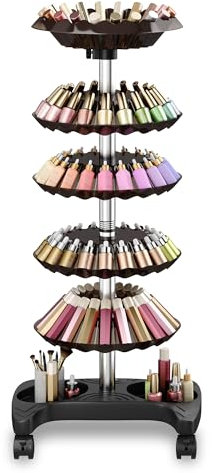 yeshine Scaffale per smalto per unghie, 5 ripiani, espositore per smalto nero, espositore per cosmetici, rossetto, carrello per smalto, mensola per smalto, mensola per casa, spa, salone di lavoro