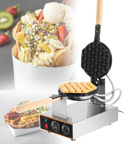 Eggettes i rostfritt stål Bubble Waffle Maker, kommersiell ägg Waffle Maker Non-Stick Pan Waffle Grill