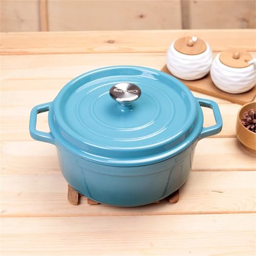 Gryta, ugnsgryta i emalj, mini lättviktsgryta med lock, non-stick rund hushållsgryta, hållbar gryta for kokning (röd, 26 cm)(Blue,24cm)