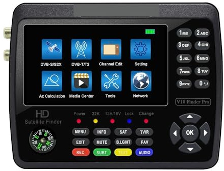 Misuratore di Campo, Misuratore di TV satellitare V10 Finder Pro da 4,3 pollici DVB-S/S2/S2X/T/T2/C/H.265+AHD (8 MP) PK ST-5150 V8 Finder Pro 2 V9