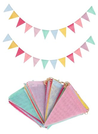 Celtrum 11M/36Ft Outdoor Waterproof Bunting Fabric Banner, 48 Flags Imitated Linen Triangle Garden Bunting, Reusable Multicolor Party Decorations for Birthday, Wedding, Festival