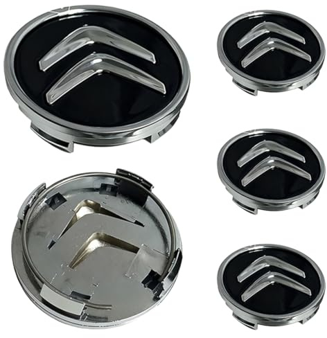 5PCS tapacubos citroen negros para llantas de aleación Citroën C1, C3, C4, C5, C6 y DS3 de 60 mm con logotipo, Buena estabilidad