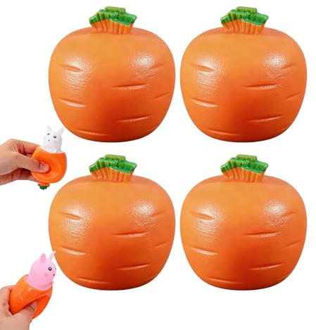 4 Pcs Carrot Squishy Party Bag Fillers Squeeze Toyss, Fidget Toys Squishy Animals Bunny Toys, Cute Squidgy Fidget Toyss Animal Squishys Suitable for Ages 15 And Above