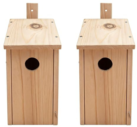 Relaxdays Nistkasten Bausatz für Vögel, 2er Set, 32 mm Flugloch, HBT 26x12x13,5 cm, Vogelhaus selber Bauen, Holz, Natur
