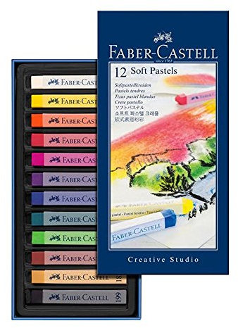 Faber-Castell 128312 - Softpastellkreiden, 12 Farben, weiche Pastellkreiden, leicht verwisch- und mischbar