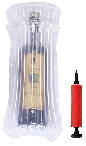 Wine Bottle Protector Bubble Bags with Free Pump Reusable Sleeve Travel Inflatable Air Column Cushion Bag for Packing and Safe Transportation of Glass Bottles in Airplane Cushioning, 10PCS
