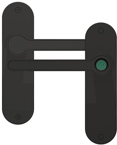 Blusafe Fingerprint Internal Door Lock, Biometric Smart Door Handle, 50 Fingerprints, 2 Backup Keys, HMO/Student Houses, Bedrooms, Home Office Locks (Long, Black)