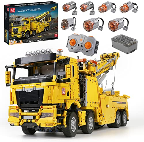 Mould King 17028 Technik Schwerlast-Abschleppwagen, APP Fernbedienung High-Tech Kranwagen Modell mit 7 Motoren Spielzeug Set (4883PCS)