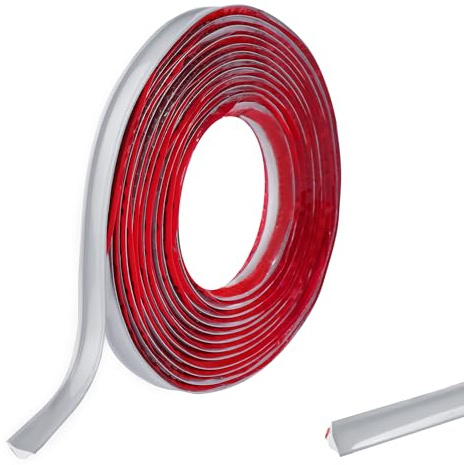 Bande de finition autocollante en PVC de 3 m pour plans de travail de cuisine, coins, carrelage, profilés de finition, joints d'angle - 12 mm x 6 mm - Gris