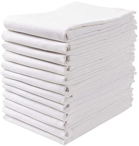 Wealuxe Flour Sack Dish Towels for Kitchen, 12 Pack, 28x28 - Lint-Free, Super-Absorbent Cotton Tea Towels for Kitchen Drying, Bread Proofing, Baking, Crafting, Embroidery