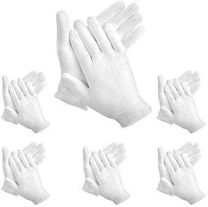 White Cotton Gloves, 12 Pairs, Suitable for Dry Hand moisturizing Cosmetics, Hand Hydrotherapy, Jewelry Coin Inspection, Examination and Service