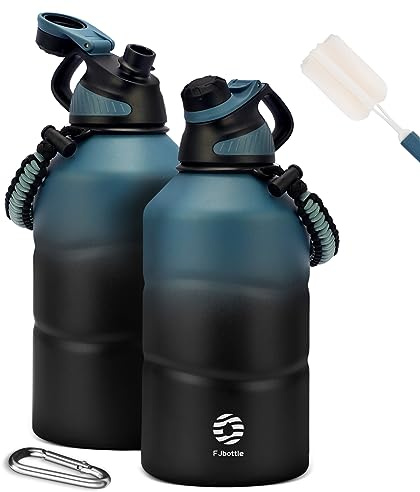 Fjbottle Stainless Steel Water Bottle 1.9L Double-Walled with Magnetic Lid, BPA Free Vacuum Insulated Water Bottle, Big Metal Drinking Flask Large Capacity Jug Leak-Proof for Sports, Camping, Gym