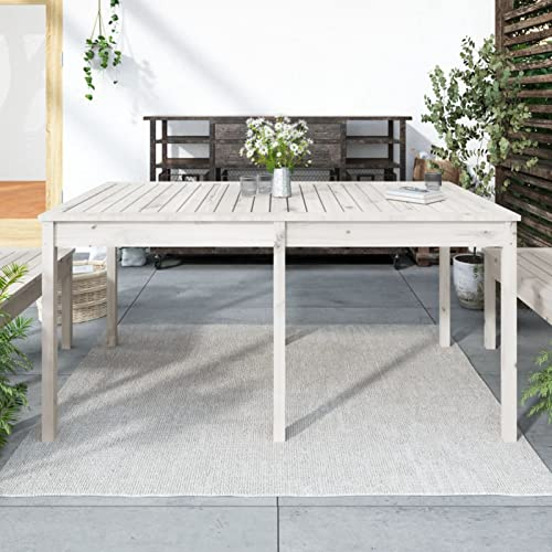 Chaduof Gartentisch, Buffettisch, Garten Esstisch, Multifunktionstisch, Terrassentisch, Picknicktisch, Spieltisch, Flohmarkttisch, Weiß 159,5x82,5x76 cm Massivholz Kiefer