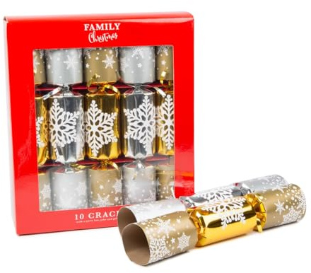 Classic Christmas Family Party | Luxury Cracker | 10” x 12” (GOLD AND SILVER SNOWFLAKE)