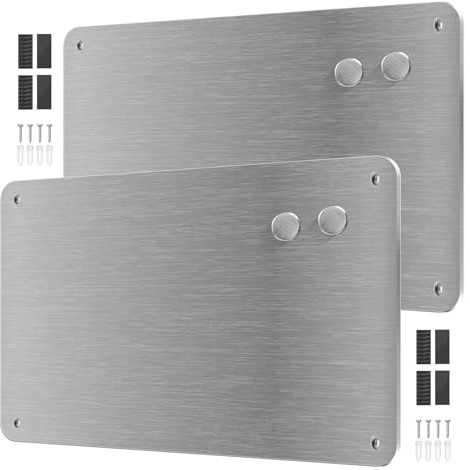 YedZen 2 st 44,5 x 29 cm metall magnettavla, rostfritt stål magnetisk vägg displayer, magnetiska bokstäver, siffror, diktor, magnettavlor, magnetiska tavlor, magnetisk pinnvägg, lämplig för köksskåp