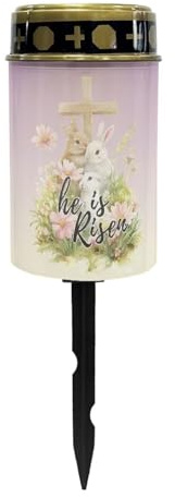 Uorisanigo Cross and Rabbit Solar Grave Lights for Cemetery Flameless Solar Powered Light for Prayer Waterproof Outdoor Easter Decor Cemetery Solar Lights for Grave Lamp