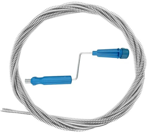 Fervalyna Furet Deboucheur Canalisation Professionnel, Furet Plomberie WC, Tige Deboucheur Canalisation, Spirale de Nettoyage de Tuyaux Manuel, Outils Débouchage Canalisations À Ressort (5 m, Ø 5 mm)