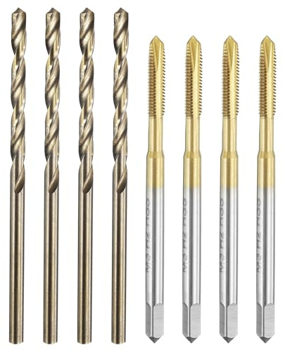 QUARKZMAN Set di Punte e Maschi per Filettare, 4pz M3 x 0.5 Maschi a Spirale Metrici per Filettare & 4pz Punte da Trapano a Spirale da 2.5mm, HSS-6542/M35 HSS-CO