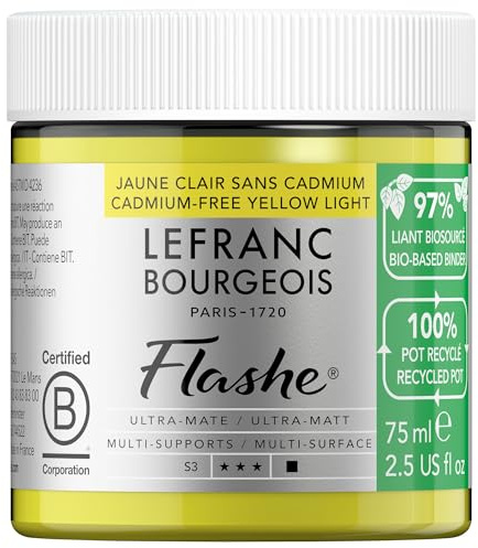 Lefranc Bourgeois Vinilico Extra-Fine Flashe Bio - Barattolo in plastica riciclata 75ml, Giallo Chiaro Senza Cadmio