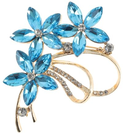 CAPASTEC Spilla a Fascia Floreale, Vintage Elegante e Unica Spilla, Spilla di Moda con Strass, Spilla a Spilla, Accessori Gioielli Regali, Nodo di Strass, Fiore e Foglia, Blu