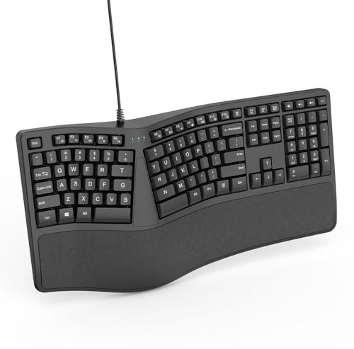 Ergonomiskt tangentbord med vadderat handledsstöd USB trådbundet bekvämt naturligt ergonomiskt tangentbord laptop kontor