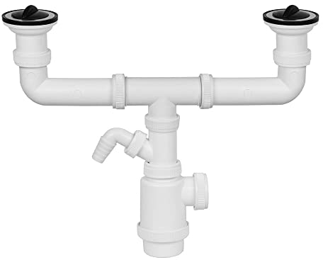 EDM Sifon doble botella extensible v70 con toma lavavajillas