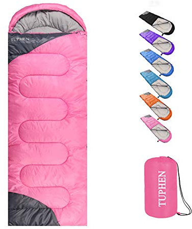 tuphen- Sleeping Bags for Adults Kids Boys Girls Backpacking Hiking Camping Microfiber Liner, Cold Warm Weather 4 Seasons Winter, Fall, Spring, Summer, Indoor Outdoor Use, Lightweight & Waterproof