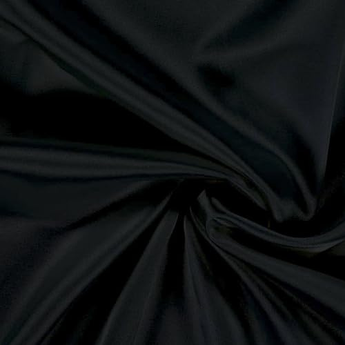Tessuto al metro Raso larghezza 280 cm ideale per arredo casa, tende divani tappezzeria e progetti creativi, stoffa, tessuto di qualità per cucito fai da te e lavori artigianali (10-Black)