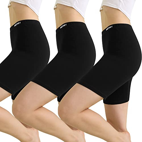 INNERSY Radlerhose Damen Schwarz Kurze Leggings Chub Rub Shorts Baumwolle Unterziehhose 3er Pack (L, Klassisches Schwarz)