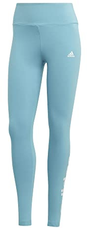 adidas Damen ESSENTIALS HIGH-WAISTED LOGO LEGGINGS, Preloved Blue / White, XS