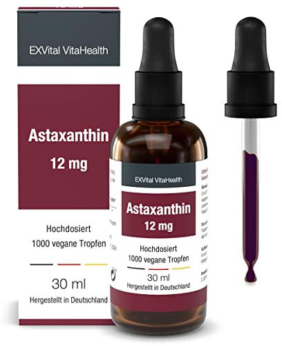 Bio Astaxanthin Tropfen, 8mg Astaxanthin pro Tagesdosis, Hochdosiert & Vegan - 100% natürliches Astaxanthin - Hohe Bioverfügbarkeit - Laborgeprüft, 30 ml
