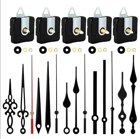 YIPUETERNITY Silent Uhren Mechanismus, Lange und Kurze Welle Quarz Uhrwerk Für Wanduhr, Wanduhr Silent Clock Uhrwerk Mechanismen mit 4 Holzhänden Für DIY Uhr Reparatur (Kunststoff-5pcs)