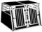 EUGAD Hundetransportbox, Doppel Transportboxen für 2 Hunde, Tiertransportbox für Hunde Katzen, Alu Hundebox Auto Kofferraum mit Trennwand Sicherheitsverschluss, Stabile Hundebox Aluminium