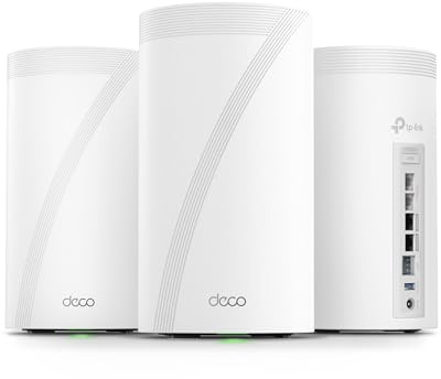 TP-Link Deco 7 Elite BE95 Quad-Band WiFi 7 BE33000 Whole Home Mesh System - 16-Stream, 2x 10G + 2x 2.5G Ports Wired Backhaul, 12 x High-Gain Antennas, VPN, AI-Roaming, 4x4 MU-MIMO, HomeShield (3-Pack)