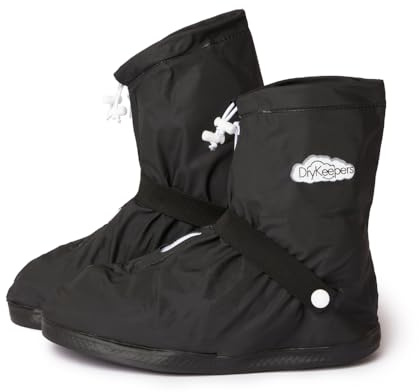 DryKeepers Waterproof Shoe Covers Non Slip Reusable Rain Shoe Protectors Ideal for Outdoor Walking Cycling Hiking Festival Motorcycling etc (SIZE L)