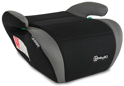 babyGO Sitzerhöhung Booster nach neuer I-Size Norm - Kindersitzerhöhung - Kindersitz/Autositz für Kinder (125-150 cm) Grau