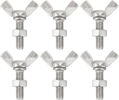 QUARKZMAN 6Pcs Tornillos Mariposa de Alas M6-1x20mm con 6Pcs Tuercas, Tornillos de Mano de Acero Inoxidable 304 con Alas de Mariposa