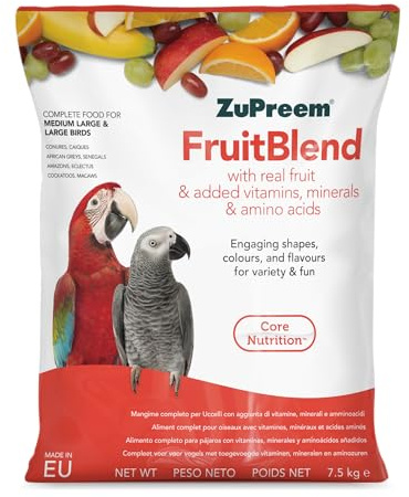 Zupreem Multifrutas Alimento para Aves de Compañía - Frutas y Vitaminas - Pienso para Pájaros Indicado para Loros, Guacamayos, Cacatúas, Caiques y Otros Pájaros Medios-Grandes y Grandes - 7,5 kg